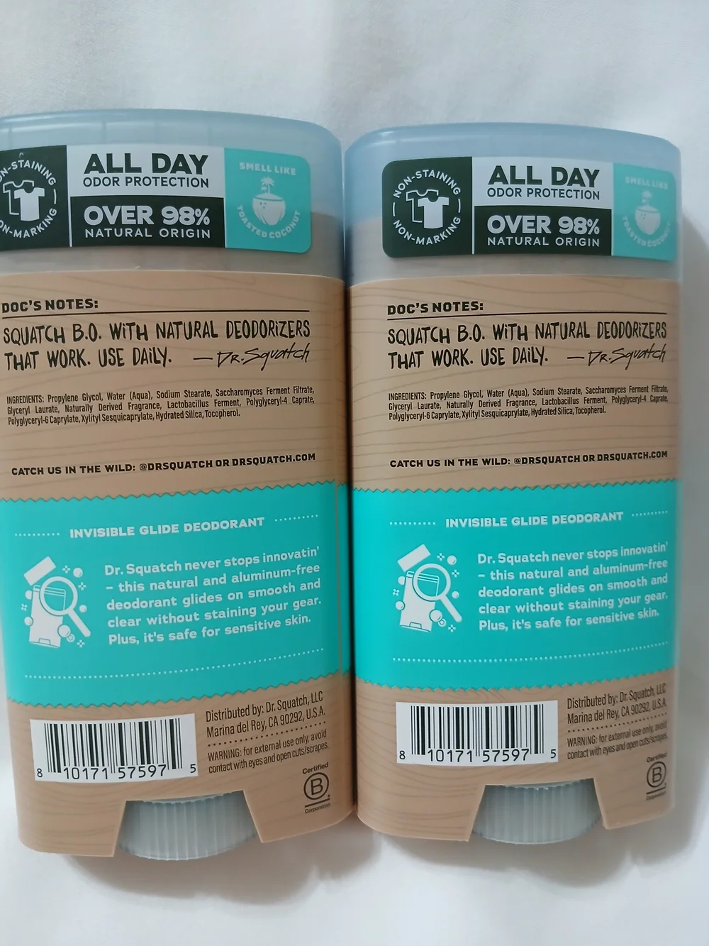 New- Dr Squatch-Coconut Castaway Invisible Glide Deodorant - Aqua/Tan 2- Set